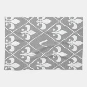 Linge De Cuisine Gray Fleur de Lis avec l'initiale de monogramme (Horizontal)