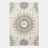 Linge De Cuisine Gray Gold Mandala Pattern Monogram (Vertical)