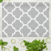 Linge De Cuisine Gray White Moroccan Quatrefoil Pattern #5 (Plié)