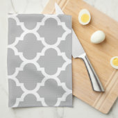 Linge De Cuisine Gray White Moroccan Quatrefoil Pattern #5 (Quart Plié)