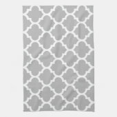 Linge De Cuisine Gray White Moroccan Quatrefoil Pattern #5 (Vertical)