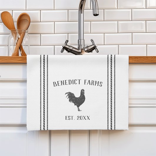 Linge De Cuisine Gray & White Rustic Nom de la ferme personnalisée