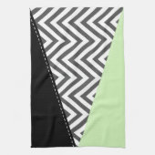Linge De Cuisine Gray Zigzag, Gray Chevron, Zigzag Pattern, Mint (Vertical)