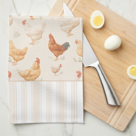 Linge De Cuisine Grazing Chickens Country Kitchen Towels (Quart Plié)