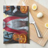 Linge De Cuisine Great Dane Dogs Citrouille Halloween Funny (Quart Plié)