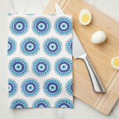 Linge De Cuisine Grec Mal Eye Bleu (Quart Plié)