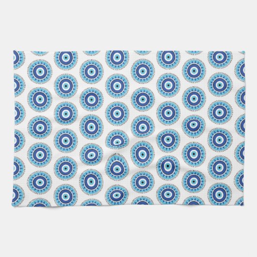Linge De Cuisine Grec Mal Eye Bleu (Horizontal)