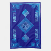 Linge De Cuisine Grec Mander - Clé grecque - Nuances de bleu (Vertical)