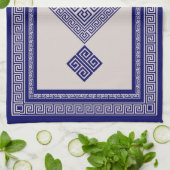 Linge De Cuisine Grec Meander - Grec Key - Bleu et Beige (Plié)