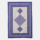 Linge De Cuisine Grec Meander - Grec Key - Bleu et Beige (Vertical)