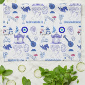 Linge De Cuisine Grèce Bleu et Blanc (Plié)