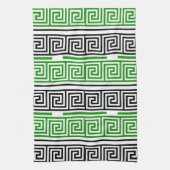 Linge De Cuisine Green Black White Greek Key Fret Pattern Design (Vertical)