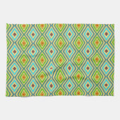 Linge De Cuisine Green Blue Geometrical Diamond Pattern (Horizontal)
