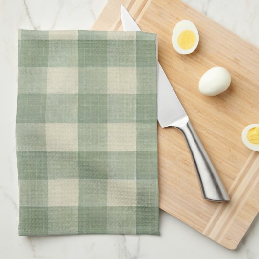 Linge De Cuisine Green Gingham kitchen towel (Quart Plié)
