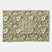 Linge De Cuisine Green Gold Floral Personalized Elegant Towel (Horizontal)