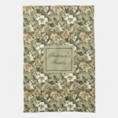 Linge De Cuisine Green Gold Floral Personalized Elegant Towel (Vertical)