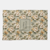 Linge De Cuisine Green Gold Personalized Kitchen Towel Chic Look (Horizontal)