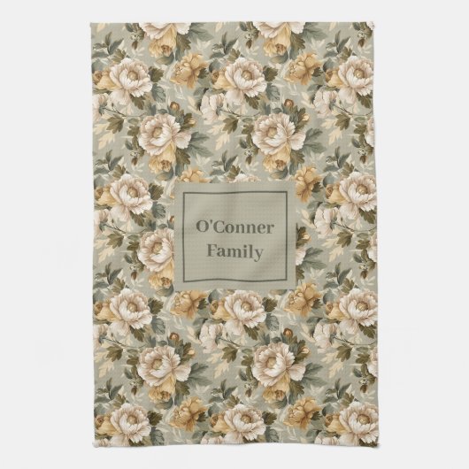 Linge De Cuisine Green Gold Personalized Kitchen Towel Chic Look (Vertical)