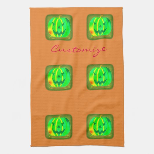 Linge De Cuisine Green Jack olantern Halloween Thunder_Cove (Vertical)