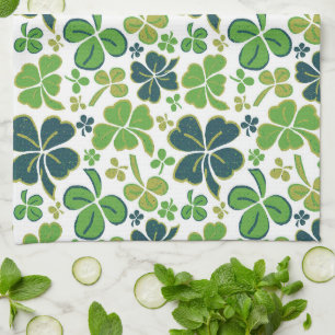 Linge De Cuisine Green Lucky 4 Shamrocks Feuille Motif de trèfle
