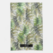 Linge De Cuisine Green Monstera Palm Chef Monogrammé (Vertical)