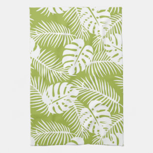 Linge De Cuisine Green Palm Feuille Rainforest Motif