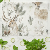 Linge De Cuisine Green Pine Cones Deer Christmas (Plié)