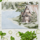 Linge De Cuisine Green Pine Forest Family Lake House Cabine (Plié)
