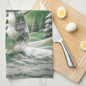 Linge De Cuisine Green Snowman Snowflakes Holiday Kitchen Towel (Quart Plié)