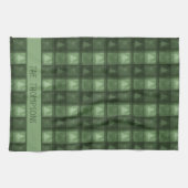 Linge De Cuisine Green Tree Plaid With Custom Family Name Christmas (Horizontal)
