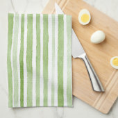 Linge De Cuisine Green White Stripes (Quart Plié)
