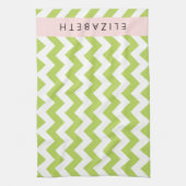 Linge De Cuisine Green Zigzag, Green Chevron, Votre Nom (Vertical)