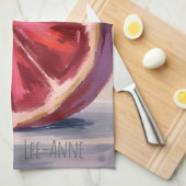 Linge De Cuisine Grenade aquarelle sur fond texturé (Quart Plié)