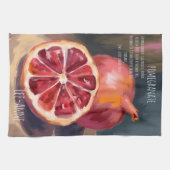Linge De Cuisine Grenade aquarelle sur fond texturé (Horizontal)