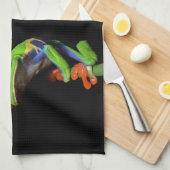 Linge De Cuisine Grenouille à feuilles rouges (Quart Plié)
