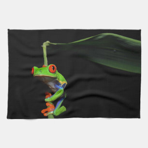 Linge De Cuisine Grenouille à feuilles rouges