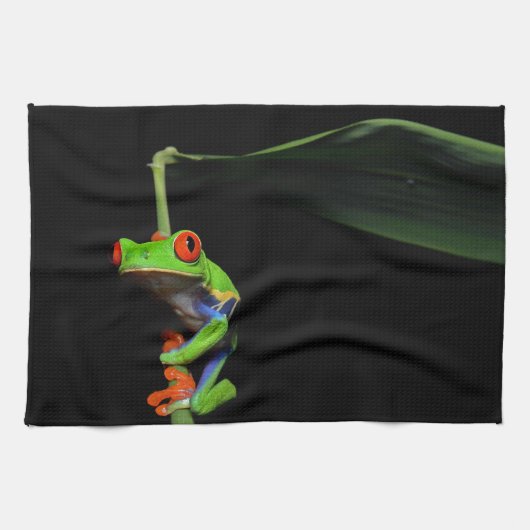 Linge De Cuisine Grenouille à feuilles rouges (Horizontal)