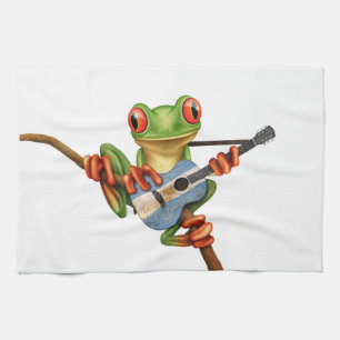 Linge De Cuisine Grenouille d'arbre jouant le blanc argentin de