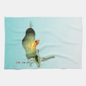 Linge De Cuisine Grenouille jaune sur feuille de lotus (Horizontal)