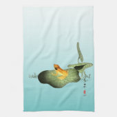 Linge De Cuisine Grenouille jaune sur feuille de lotus (Vertical)