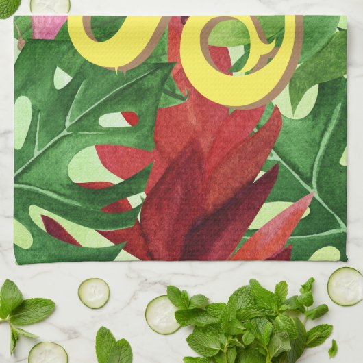 Linge De Cuisine Grenouille tropicale feuille (Plié)