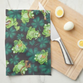 Linge De Cuisine Grenouilles et Shamrocks (Quart Plié)
