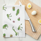 Linge De Cuisine Grenouilles vertes (Quart Plié)