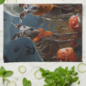Linge De Cuisine Greyhound Halloween Épouvante (Plié)