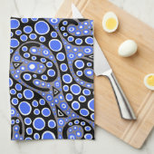 Linge De Cuisine Gribouillis bleus électriques (Quart Plié)