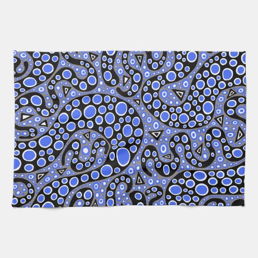 Linge De Cuisine Gribouillis bleus électriques (Horizontal)