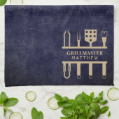 Linge De Cuisine Grill master classique marine cuir BBQ outils nom (Plié)