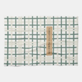 Linge De Cuisine Grille Montauk moderne Vert & Beige (Horizontal)