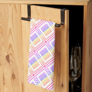 Linge De Cuisine Grille pointillée : Carré répétitif violet et jaun