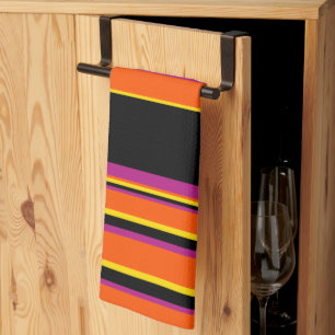 Linge De Cuisine Grilles complexes - Noir, Rose, Orange et Jaune